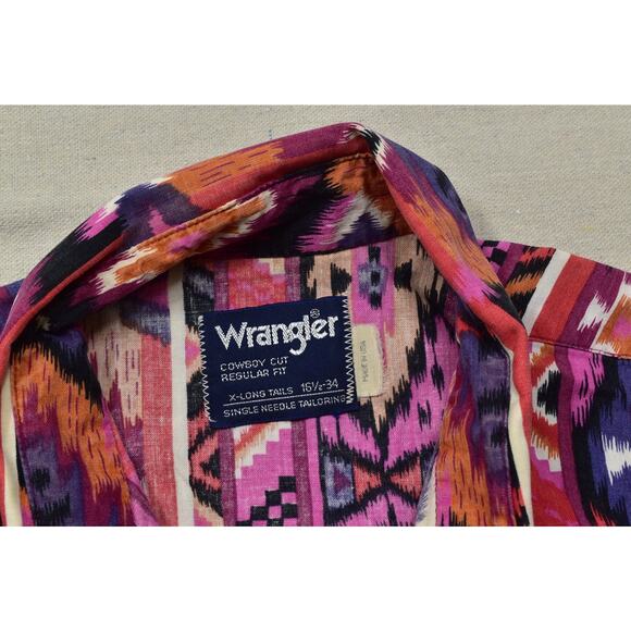 Wrangler Cowboy Cut X-Long Tails Western Button-Up Shirt Regular Size 16.5-34 - Picture 6 of 8